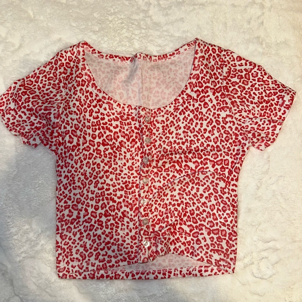 SHEIN pink and white leopard print